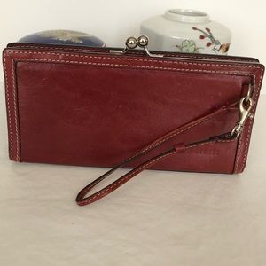 Wilson Leather Pelle Studio Italian Leather Wristlet Clutch Bordeaux Like New